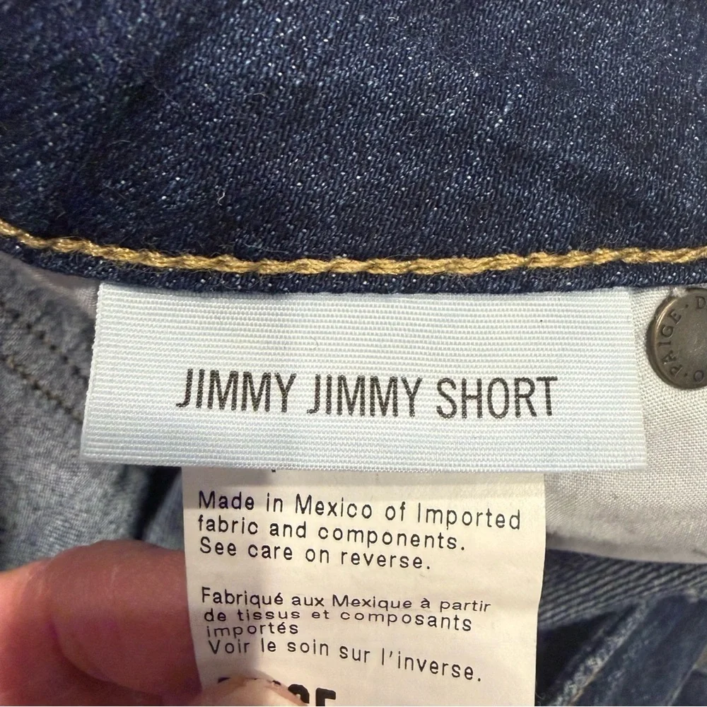 PAIGE Women's Jimmy Jimmy Short Distressed Dark Blue Jean Shorts